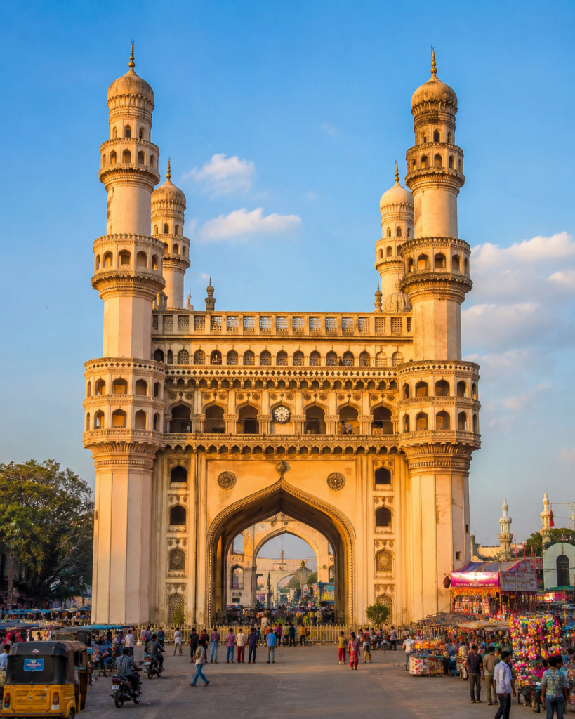 Best Tourist Places in Hyderabad Charminar, one of the most famous tourist places in Hyderabad, Telangana, India.
