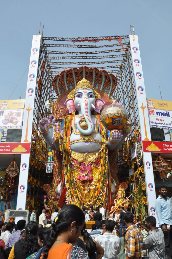 Khairatabad Ganesh idol during Ganesh Chaturthi celebrations in Hyderabad, Telangana.